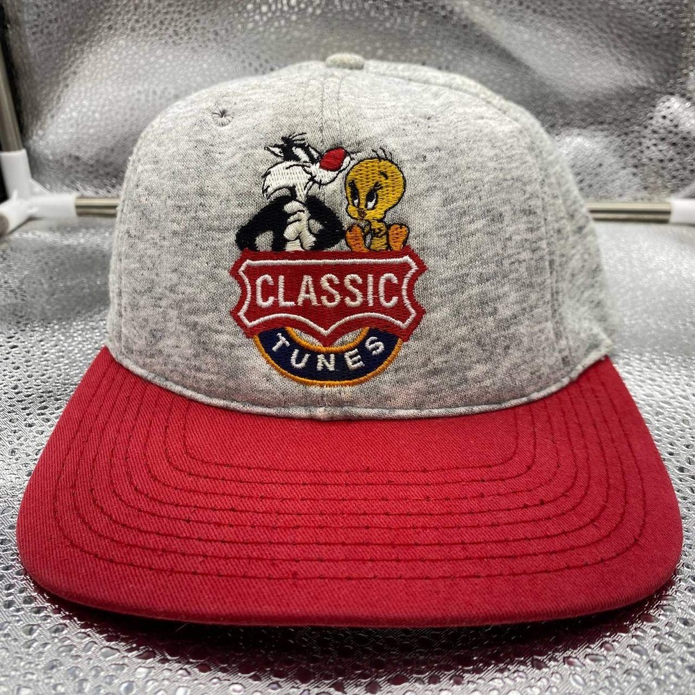 Vintage Looney Tunes Classic Snapback Hat Mens OS Gray Red 1991 Sylvester Tweety